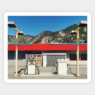 Historic old abandoned gas station in Hedley, BC, Canada. Sticker